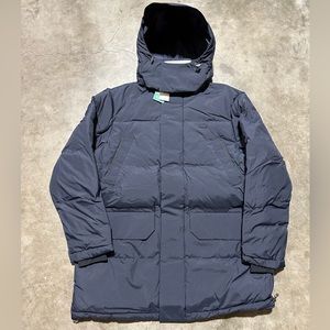 NWT Lacoste Down Parka Jacket Navy Blue Hood Long Insulated Mens